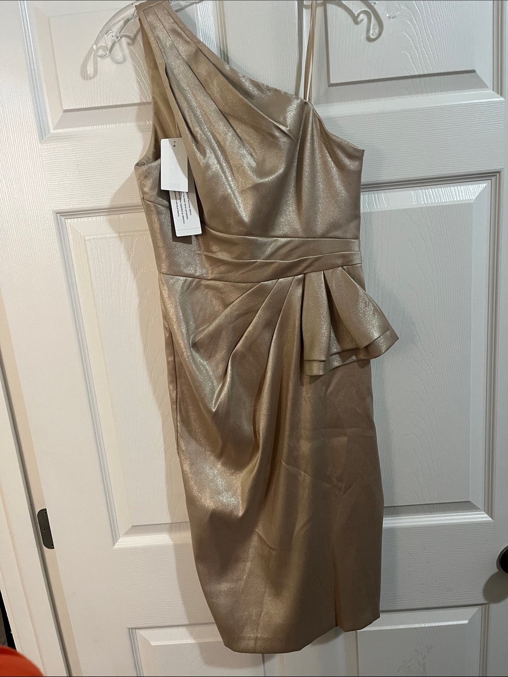 Aidan Mattox Metallic Gold One-Shoulder Cocktail Dress